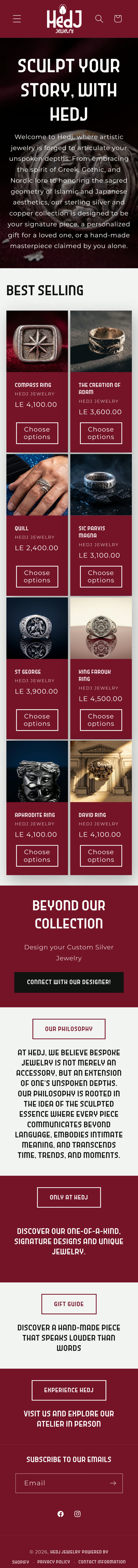 Hedj Jewellery website on mobile — built with OmniBrief